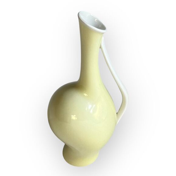 Fritz Heidenreich 1950s for Rosenthal Pregnant Louise Vase 7" Pale Yellow, White - Picture 4 of 16